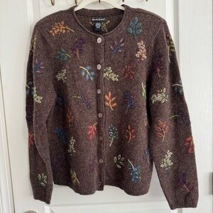 Alexandra Bartlett Multicolor Embroidered Wool Cardigan